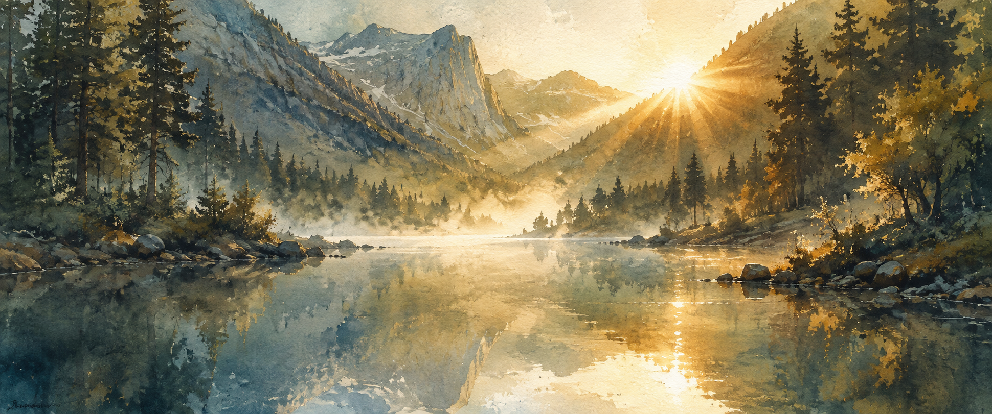 Пример /watercolor - акварельный пейзаж в технике мокрого листа